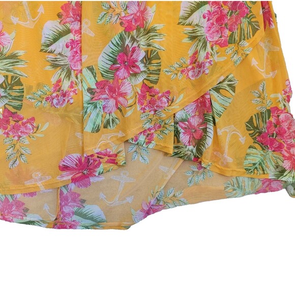 Harlow & Rose Wrap Skirt XL Tropical Floral Sheer Lined Beachy Gauzy Flowing - Picture 2 of 9
